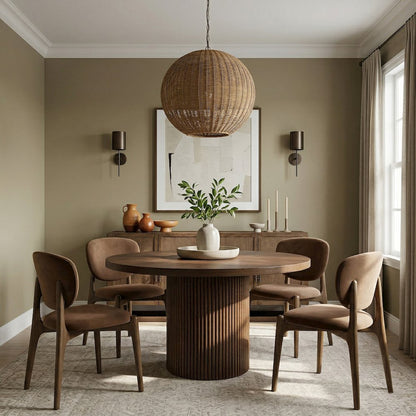 Velora Brown Velvet Performance Fabric Upholstered Dining Chair, Set of 2