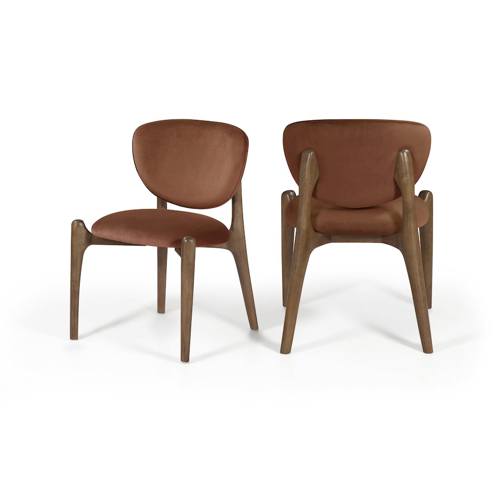 Velora Cognac Velvet Performance Fabric Upholstered Dining Chair, Set of 2