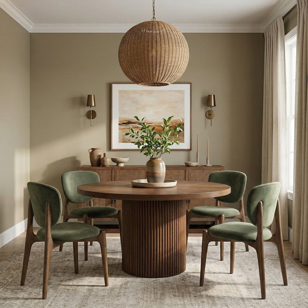 Velora Green Velvet Performance Fabric Upholstered Dining Chair, Set of 2