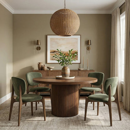 Velora Green Velvet Performance Fabric Upholstered Dining Chair, Set of 2