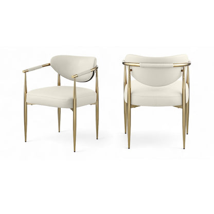 Virella Cream Vegan Leather Upholstered Dining Chair, Set of 2