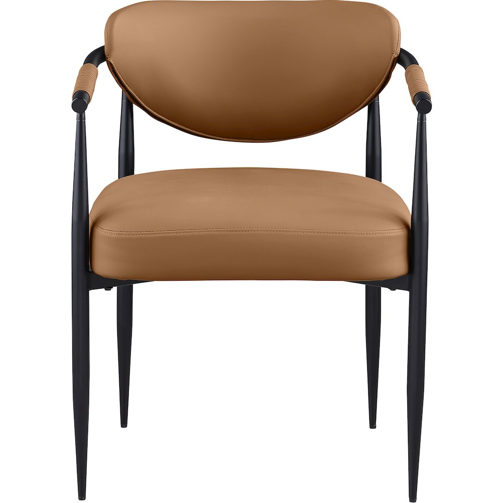 Virella Cognac Vegan Leather Upholstered Dining Chair, Set of 2