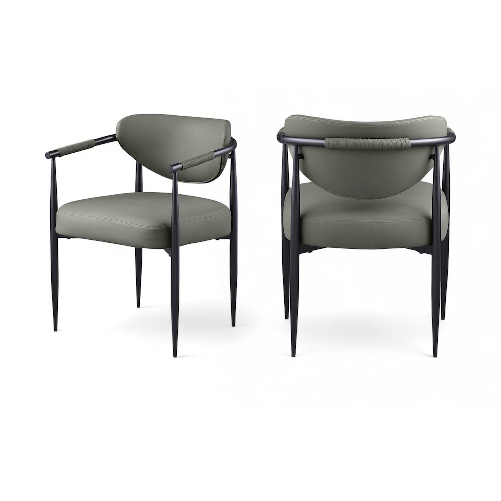 Virella Olive Vegan Leather Upholstered Dining Chair, Set of 2