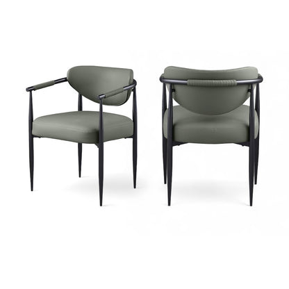 Virella Olive Vegan Leather Upholstered Dining Chair, Set of 2