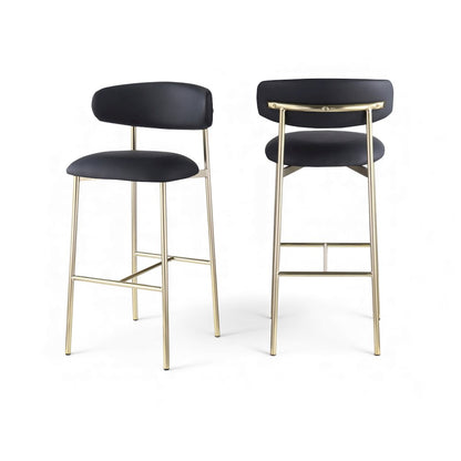 Lupita Black Vegan Leather Upholstered Bar Stool, Set of 2
