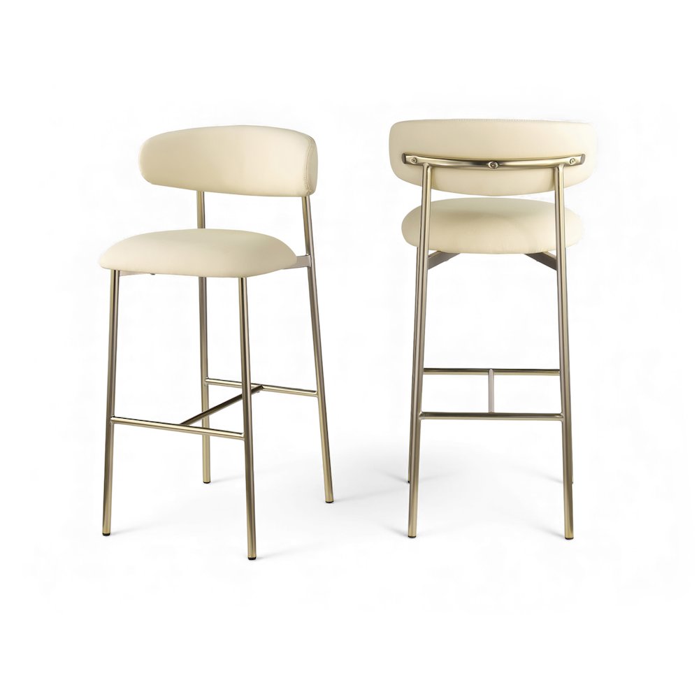 Lupita Cream Vegan Leather Upholstered Bar Stool, Set of 2