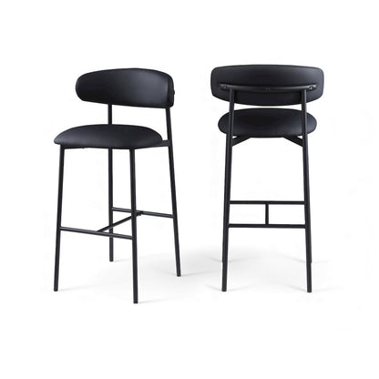 Lupita Black Vegan Leather Upholstered Bar Stool, Set of 2