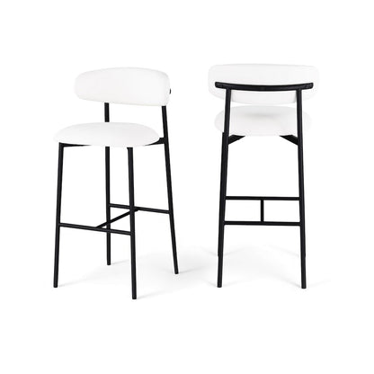 Lupita White Vegan Leather Upholstered Bar Stool, Set of 2