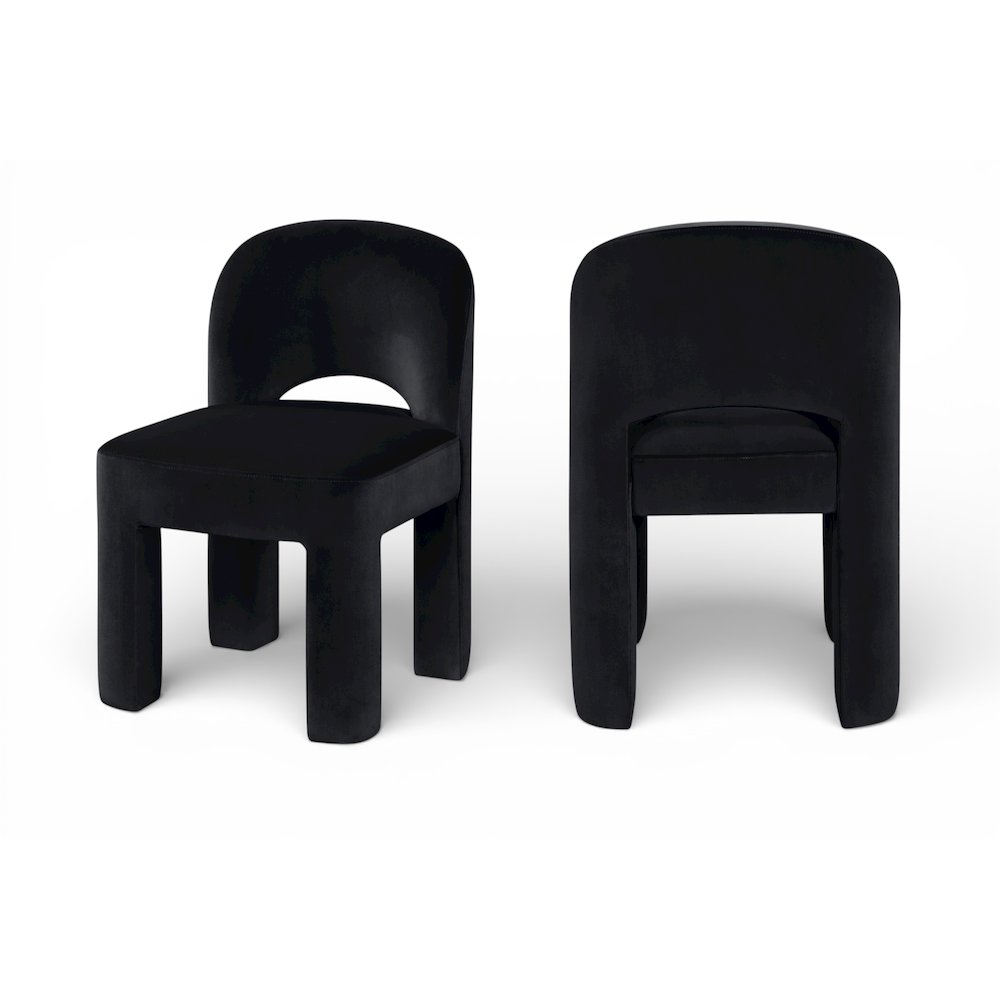 Celine Black Velvet Performance Fabric Upholstered Dining Chair, Set of 2