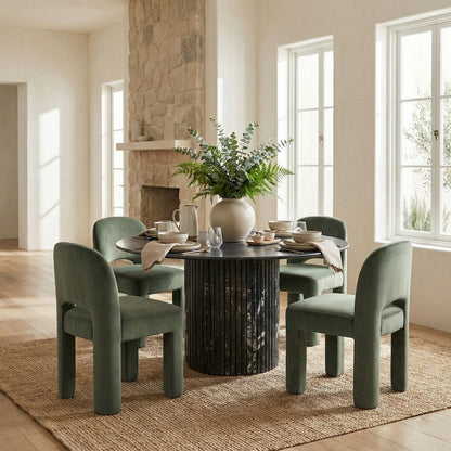 Celine Green Velvet Performance Fabric Upholstered Dining Chair, Set of 2