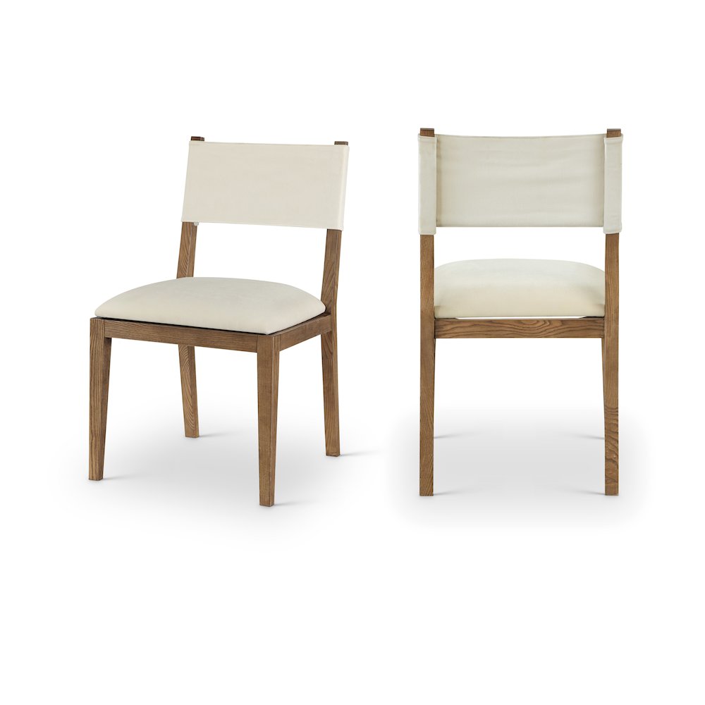 Avon Cream Linen Textured Fabric Dining Side Chair, Set of 2