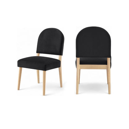 Varinelle Black Velvet Upholstered Dining Chair, Set of 2