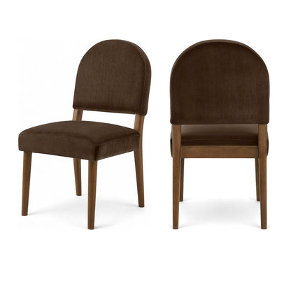 Varinelle Brown Velvet Upholstered Dining Chair, Set of 2