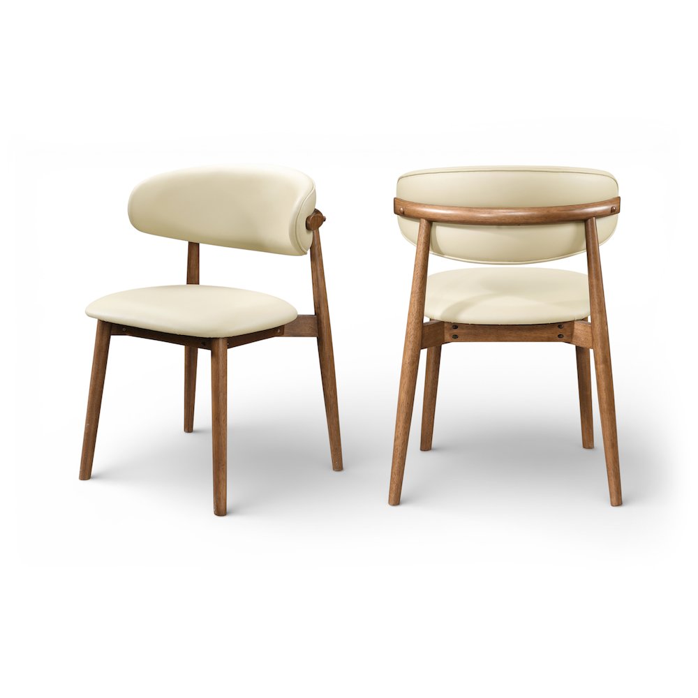 Leesa Cream Vegan Leather Upholstered Dining Chair, Set of 2