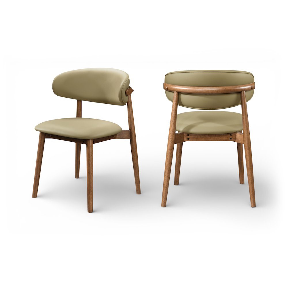 Leesa Khaki Vegan Leather Upholstered Dining Chair, Set of 2