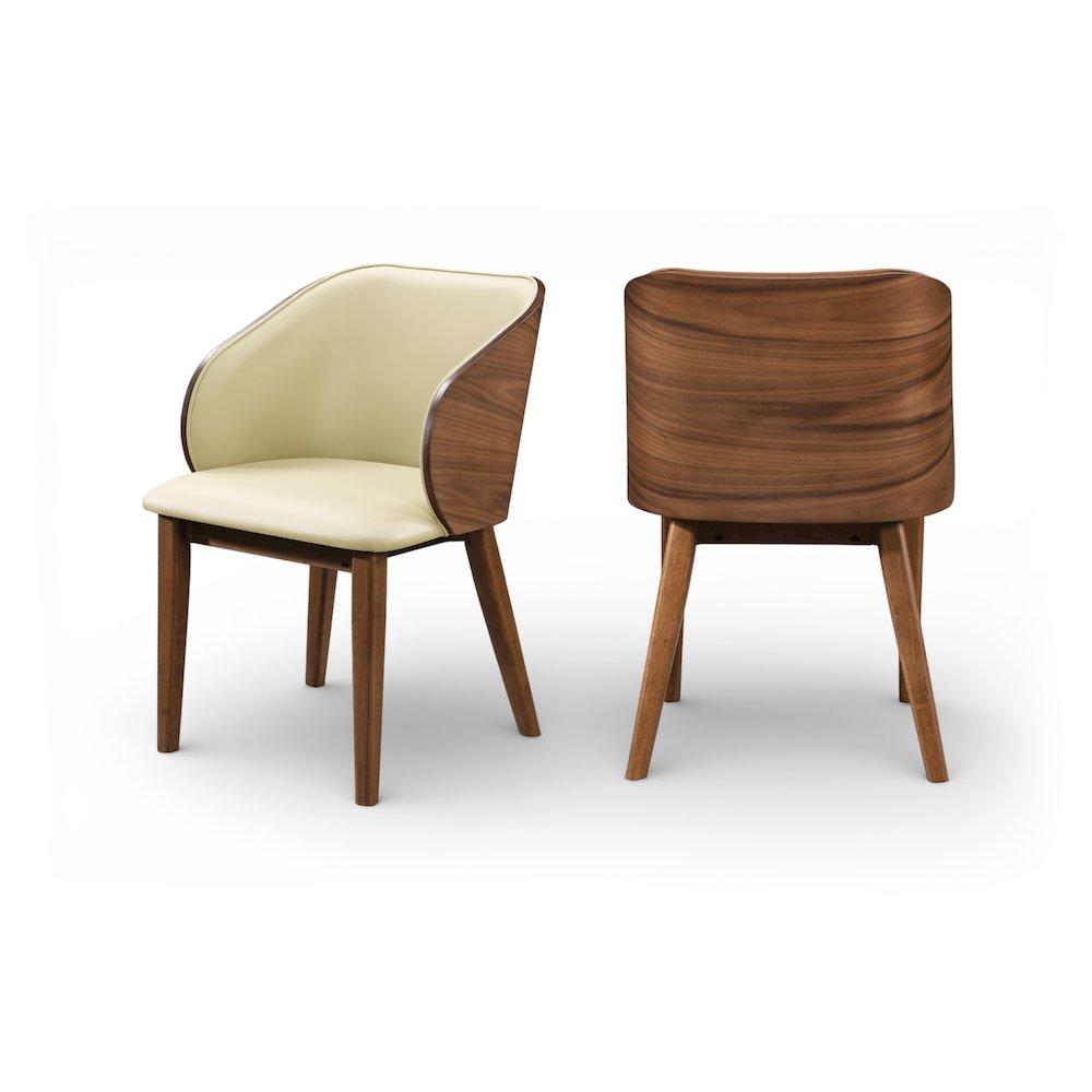 Glenwood Cream Vegan Leather Upholstered Dining Chair, Set of 2
