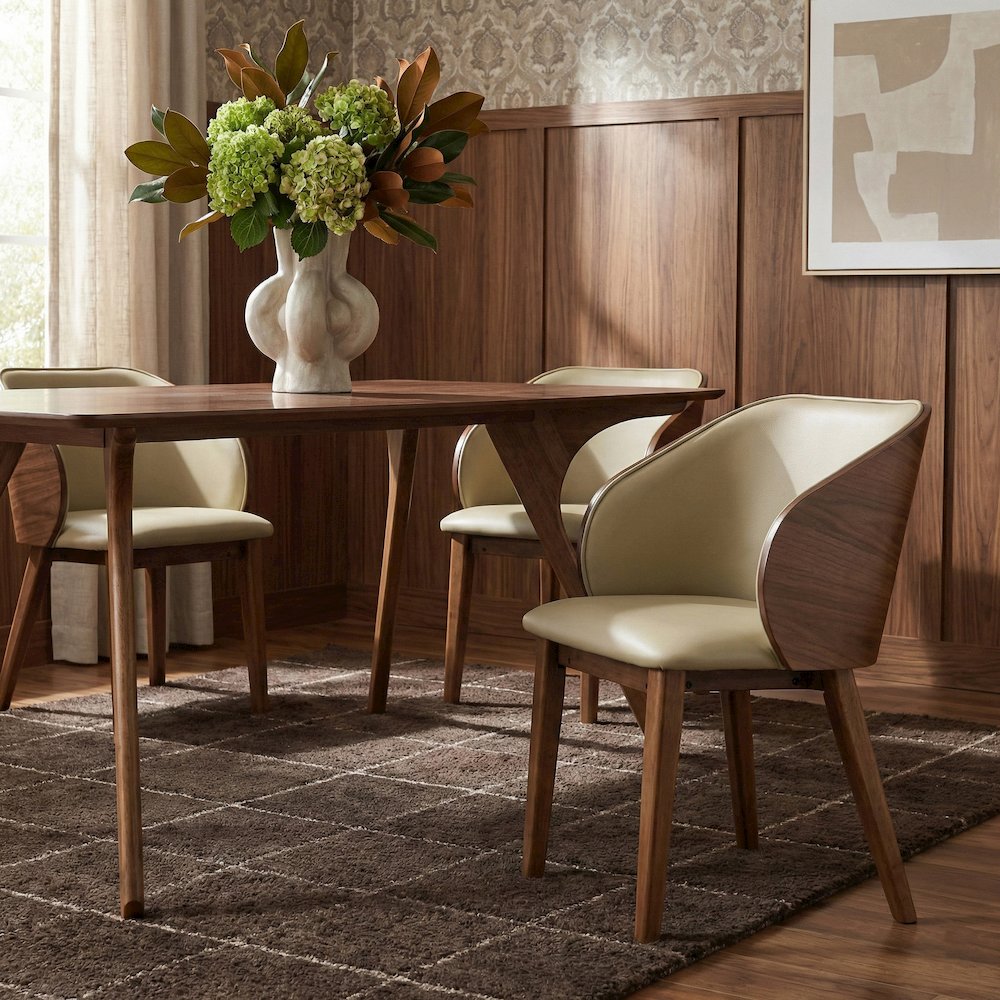 Glenwood Khaki Vegan Leather Upholstered Dining Chair, Set of 2