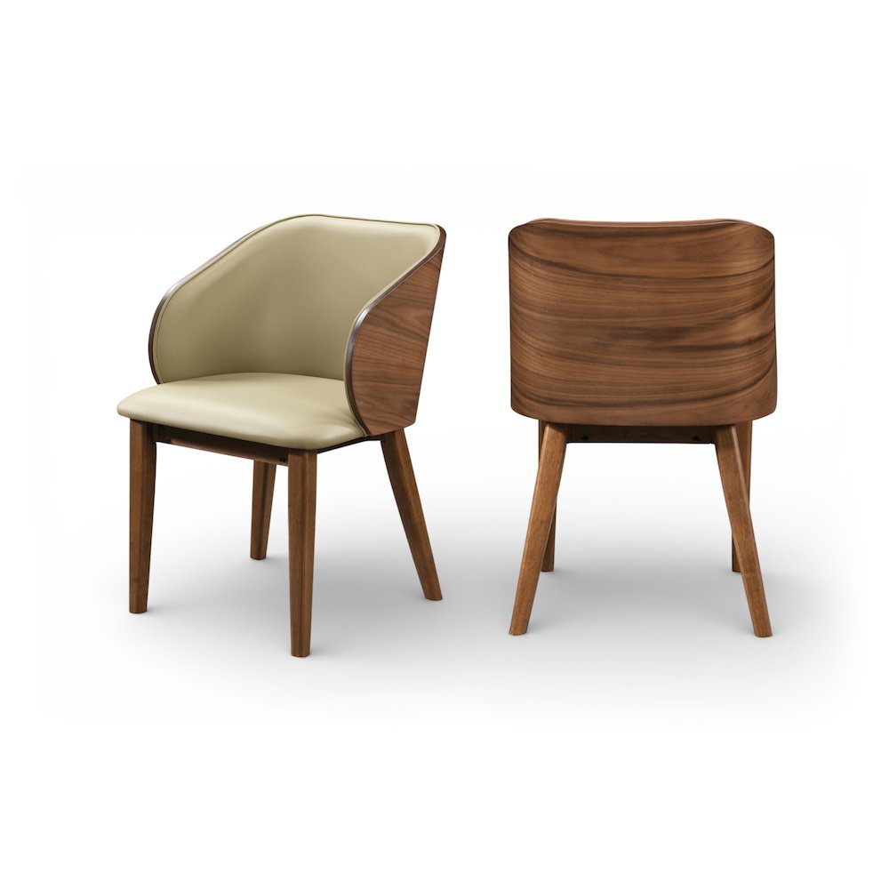 Glenwood Khaki Vegan Leather Upholstered Dining Chair, Set of 2