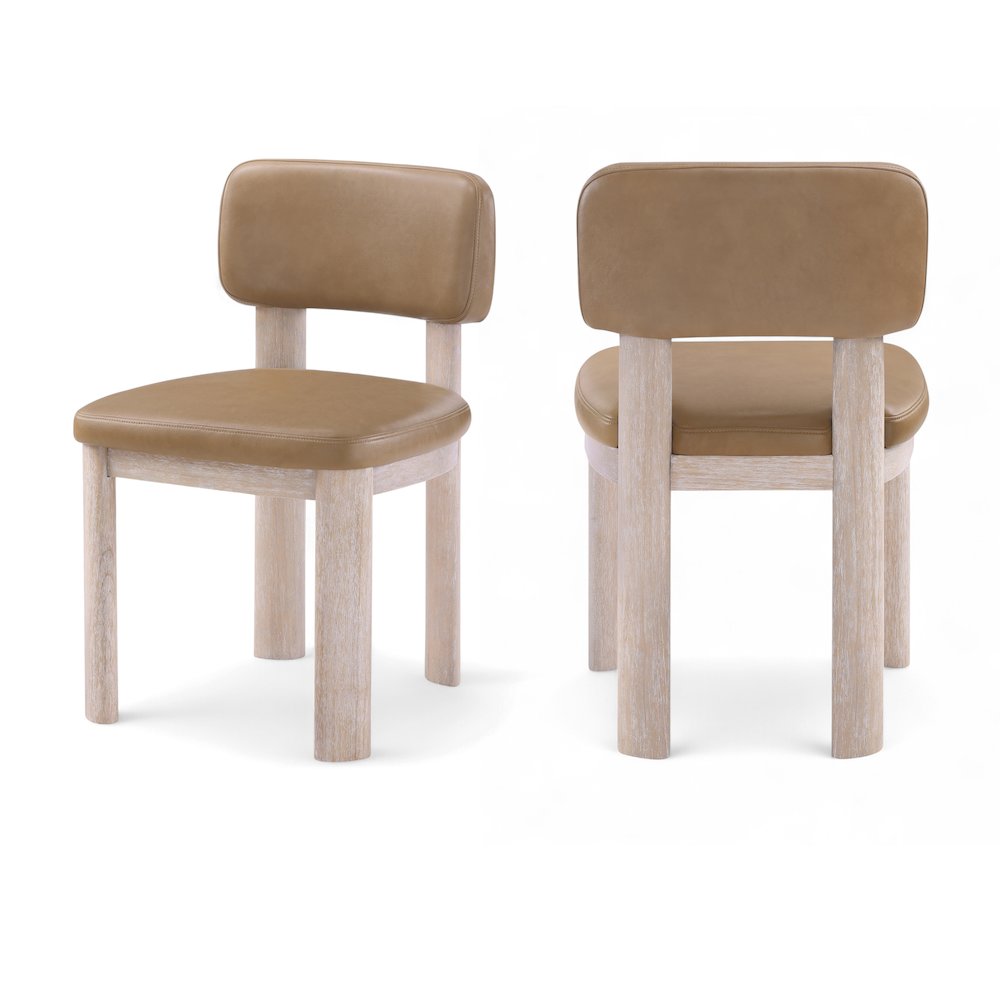 Paloma Tan Vegan Leather Upholstered Dining Chair, Set of 2
