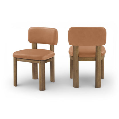 Paloma Cognac Vegan Leather Upholstered Dining Chair, Set of 2