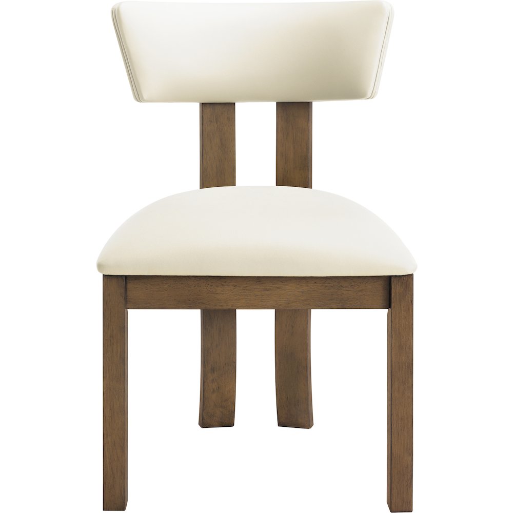 Lavrin Cream Vegan Leather Upholstered Dining Side Chair, Set of 2