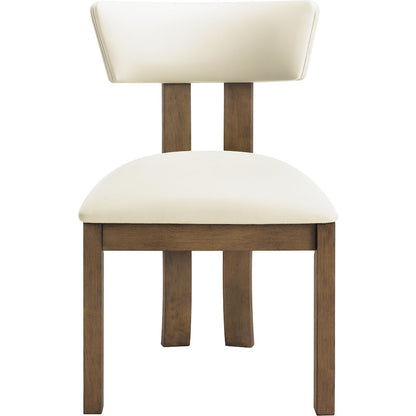 Lavrin Cream Vegan Leather Upholstered Dining Side Chair, Set of 2