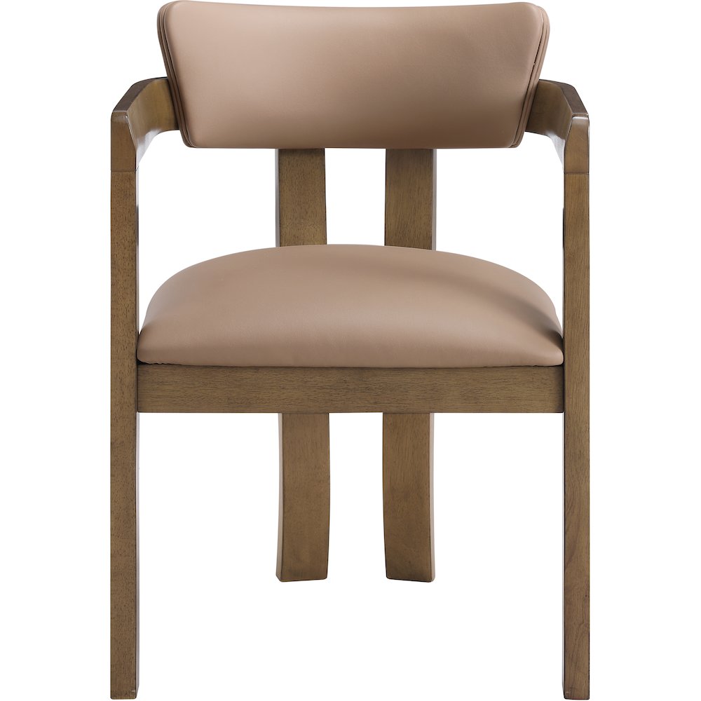 Lavrin Tan Vegan Leather Upholstered Dining Arm Chair, Set of 2