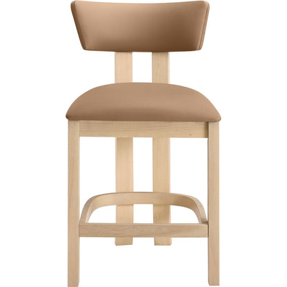 Lavrin Cognac Vegan Leather Upholstered Counter Stool, Set of 2