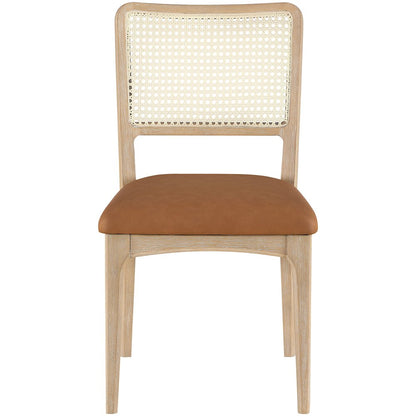 Atrium Cognac Vegan Leather Upholstered Dining Chair, Set of 2