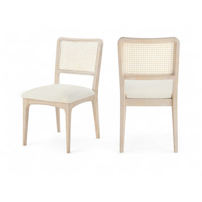 Atrium Cream Vegan Leather Upholstered Dining Chair, Set of 2