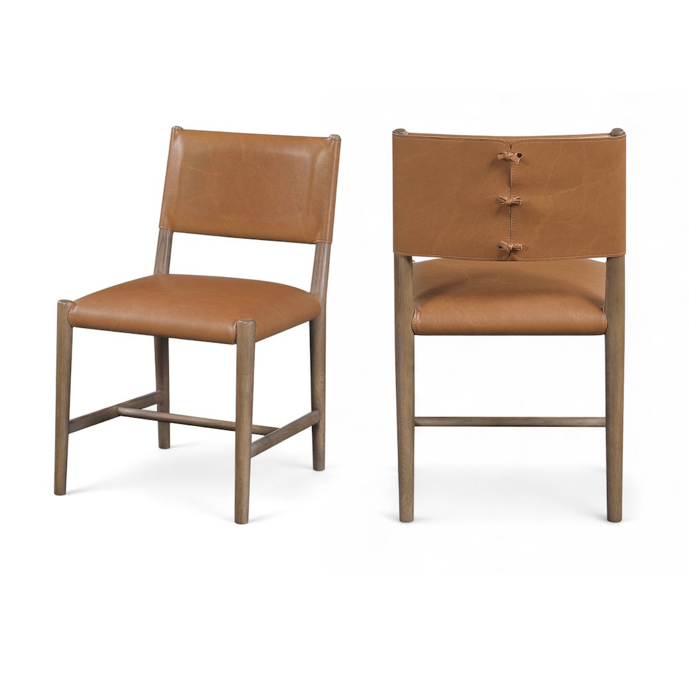 Andie Cognac Vegan Leather Upholstered Dining Chair, Set of 2