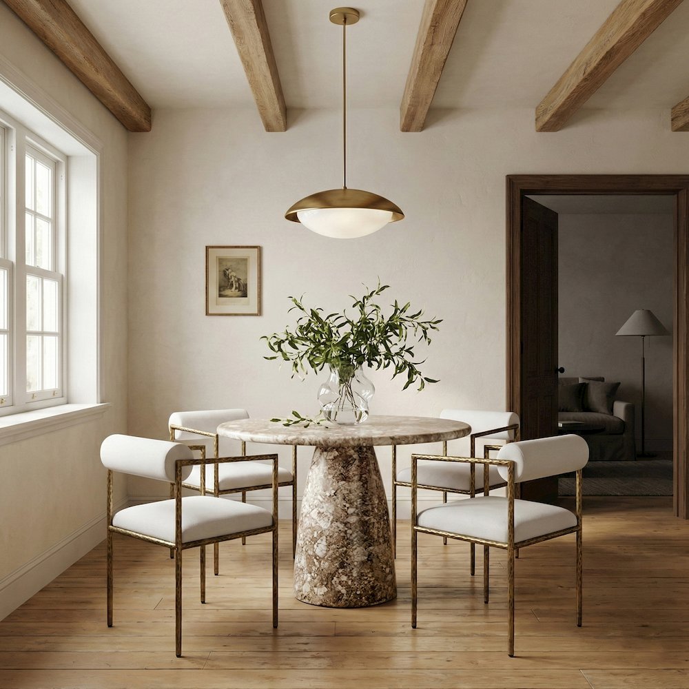 Axis Cream Linen Textured Fabric Upholstered Dining Chair, Set of 2