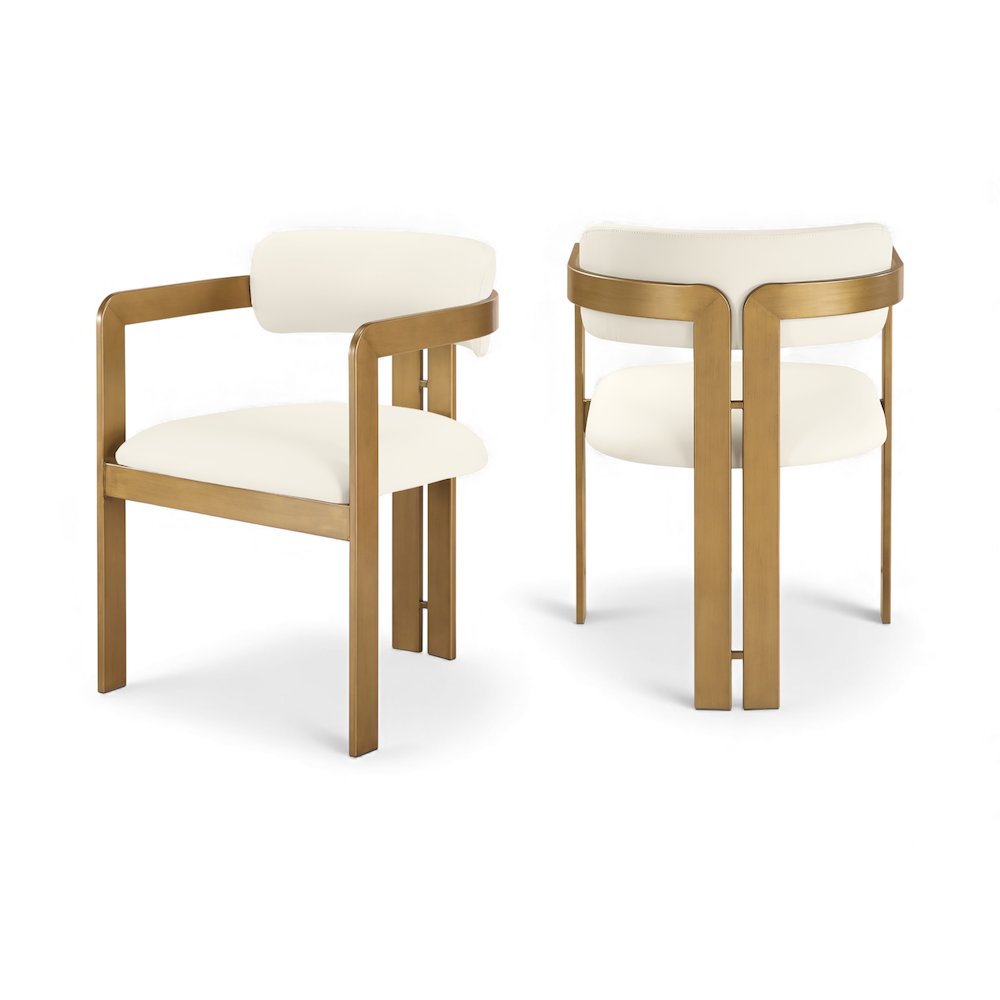 Aurum Cream Vegan Leather Upholstered Dining Chair, Set of 2