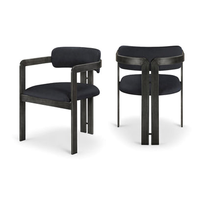 Aurum Black Vegan Leather Upholstered Dining Chair, Set of 2