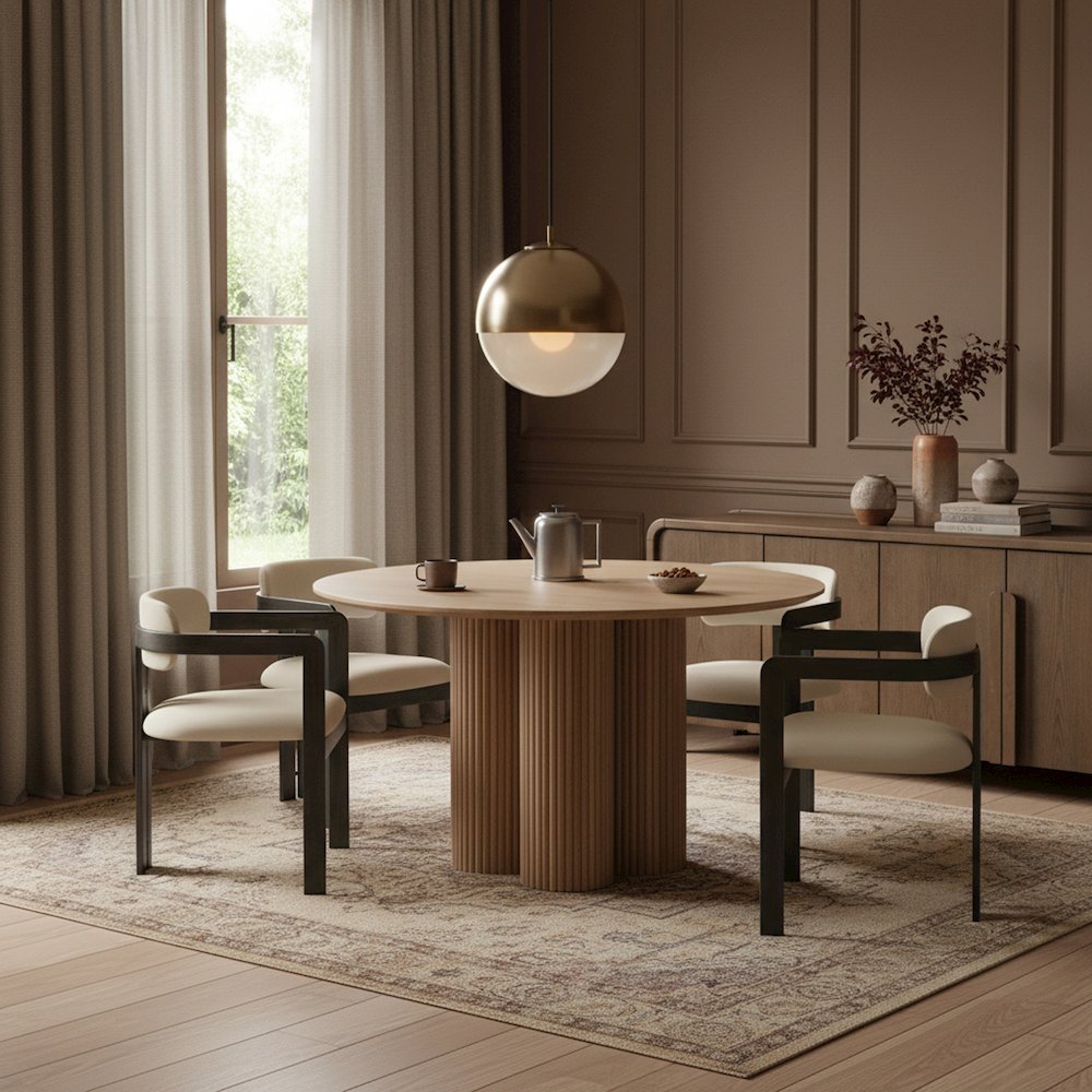 Aurum Cream Vegan Leather Upholstered Dining Chair, Set of 2