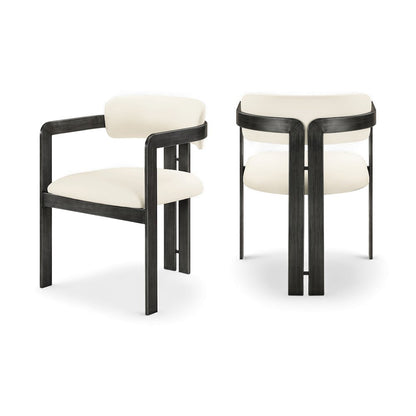 Aurum Cream Vegan Leather Upholstered Dining Chair, Set of 2
