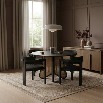 Aurum Black Vegan Leather Upholstered Dining Chair, Set of 2
