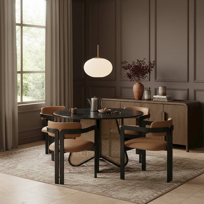 Aurum Cognac Vegan Leather Upholstered Dining Chair, Set of 2