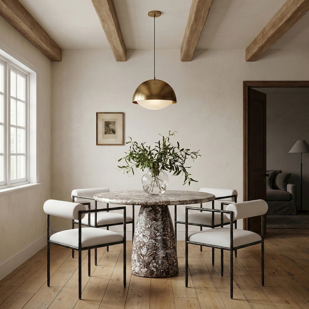 Axis Beige Linen Textured Fabric Upholstered Dining Chair, Set of 2