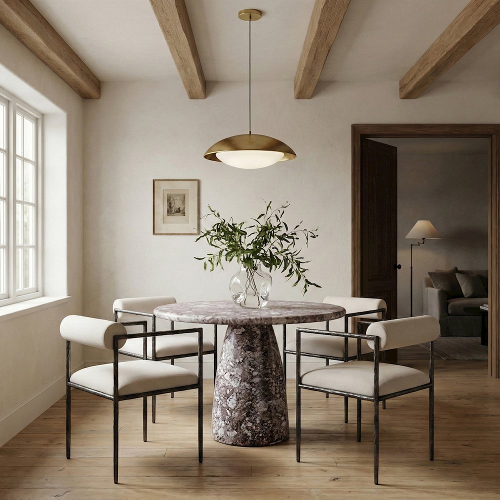 Axis Cream Linen Textured Fabric Upholstered Dining Chair, Set of 2
