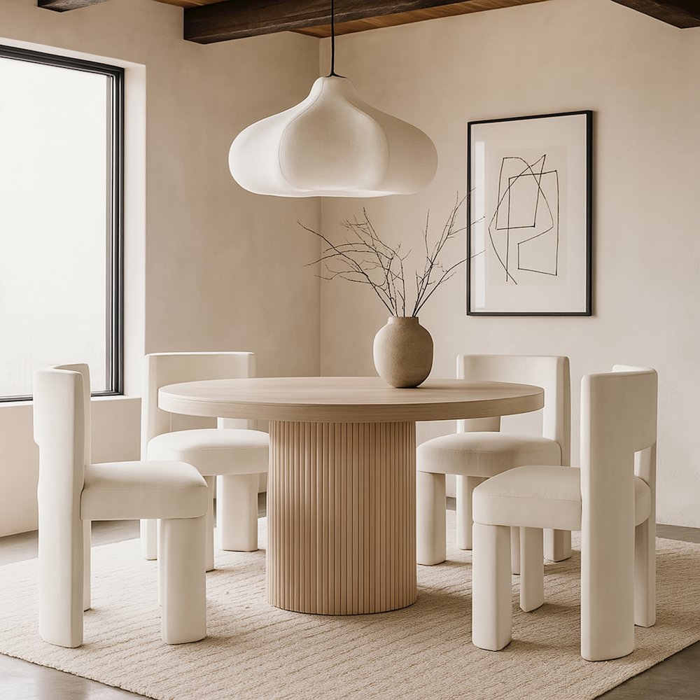 Zuno Cream Velvet Performance Fabric Upholstered Dining Chair