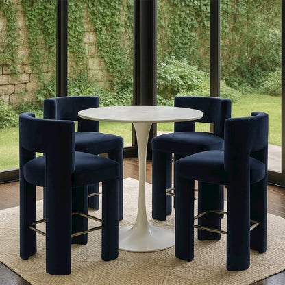 Zuno Navy Velvet Performance Fabric Upholstered Counter Stool