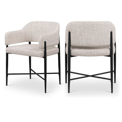 Dame Beige Fabric Upholstered Dining Chair, Set of 2