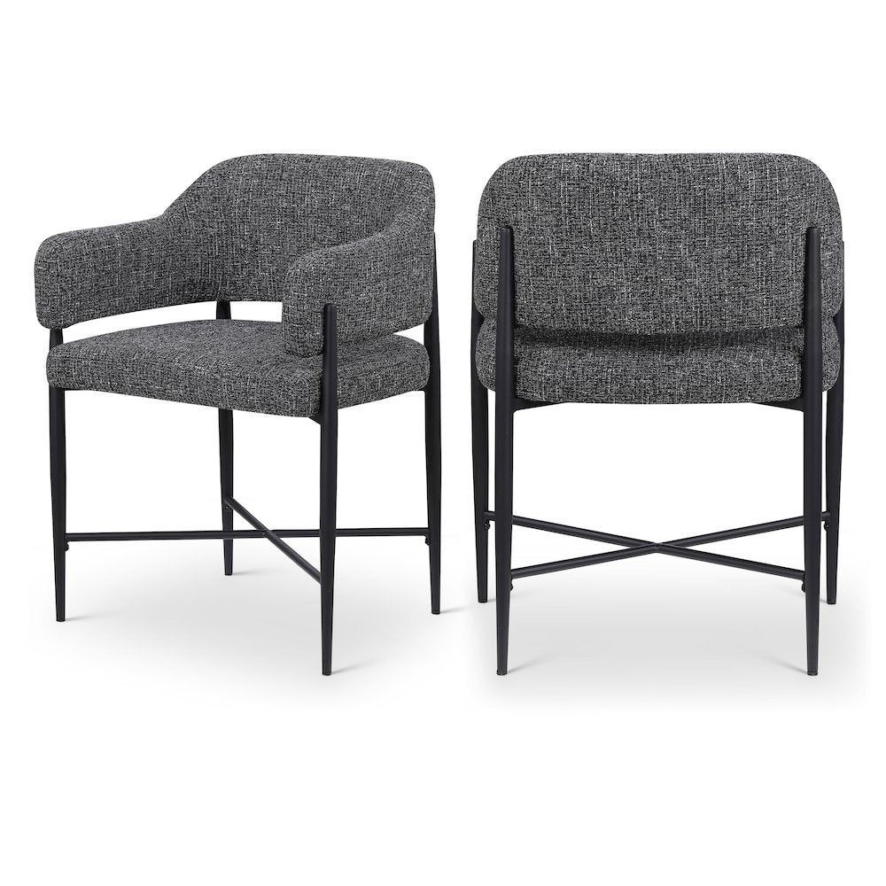 Dame Black Fabric Upholstered Dining Chair, Set of 2