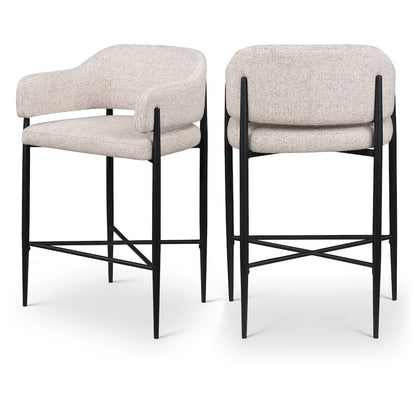Dame Beige Fabric Upholstered Counter Stool, Set of 2