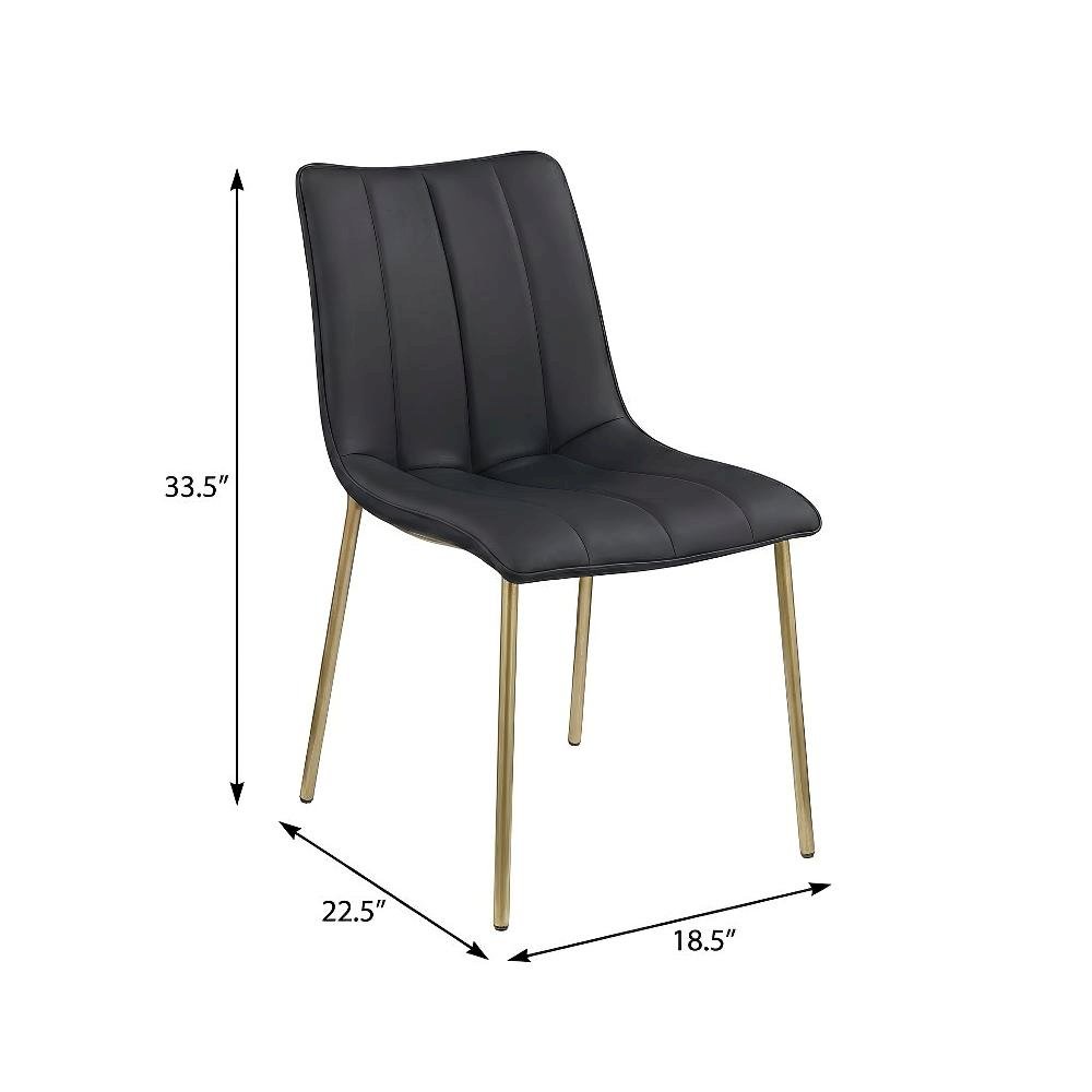 Brushed Gold Vegan Leather Dining Chairs Set of 2 with Contemporary Design
