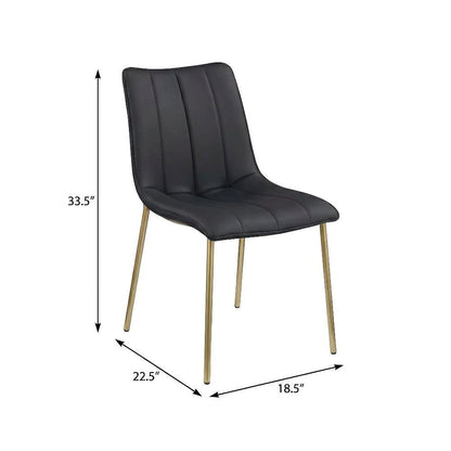 Brushed Gold Vegan Leather Dining Chairs Set of 2 with Contemporary Design