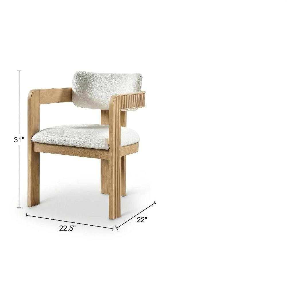 Dining Chairs Neutral Linen Fabric Upholstered 2-Piece Set with Armrests