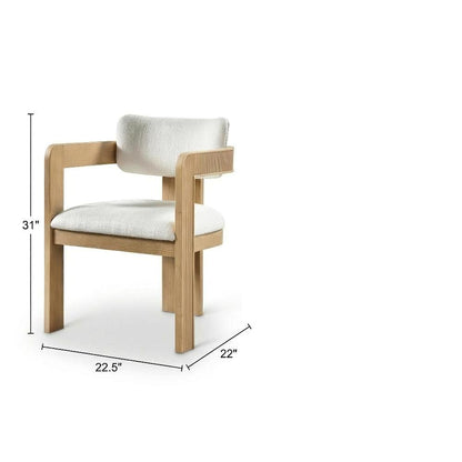 Dining Chairs Neutral Linen Fabric Upholstered 2-Piece Set with Armrests