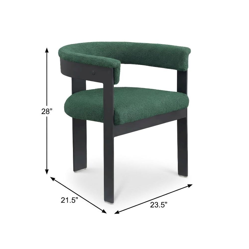 Dining Chairs Matte Black Powder Coat Set of 2 with Boucle Fabric Upholstery